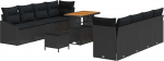 11-osaline aia diivan komplekt padjadega Black Poly Rattan Akaatsia Garden Lounge Model3362629