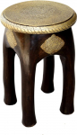 Casa Moro Oriental Stool Kamala H 45 x l&auml;bim&otilde;&otilde;t 34 cm &uuml;mmargune t&auml;ispuidust mangost k&auml;sitsi nikerdatud messingiga kaunistatud puhas k&auml;sit&ouml;&ouml; Vintage puidust stool k&uuml;ljelaud MA03-24