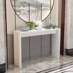 Kitsas puidust konsoollaud, k&uuml;ljelaud, kitsas kaasaegne minimalistlik stiil, koridorilaud esikusse, elutuppa ja diivanile, lihtne kokkupanek (valge, 100 x 30 x 100 cm / 39 x 12 x 39 tolli)