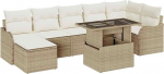 8-teiliges Garten-Sofa-Set mit Kissen Beige Poly Rattan, 2-Sitzer Garten-Sofa mit Kissen Beige Poly Rattan Gartenlounge Model3348507