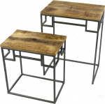 DARO DEKO Mango puidust k&uuml;ljelaud naturaalne 2 tk 60 cm ja 45 cm konsool-laudade komplekt