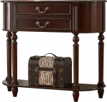 Crescent Moon Console Table Wood Narrow with 2 Drawers and Open Shelf, Narrow Chest of Drawers Hallway, Side Table High for Living Room, Entrance Area, Hallway (110 x 30 x 90 cm / 43 x 12 x 35 tolli)