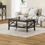 ChooChoo Oxfordi kohvilaud paksemate jalgadega, must puidust kohvilaud koos hoiuruumiga elutuppa