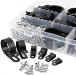 CVIUYO Pack of 200 Nylon P Clips, plastikust kaabliklambrid kaabliklambrite klambrilukk kaablijuhtimiseks (must)