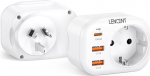 LENCENT 2 x reisiadapter AU CN vooluadapter Austraalia Hiina Saksamaa pistik 2 USB QC3.0 + 1 C-t&uuml;&uuml;pi PD pordiga, I t&uuml;&uuml;pi reisipistik vooluadapter Austraalia Hiina Uus-Meremaa Argentina pistikupesa jaoks