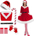 Naiste j&otilde;uluvana kleit j&otilde;uluvana naine j&otilde;ulukost&uuml;&uuml;mid sametine v&ouml;&ouml; m&uuml;ts kindad pidu Cosplay