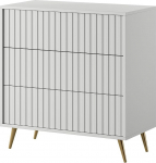 Selsey Belllo Chest of Drawers 79 cm with 3 Drawers White Gold Legs