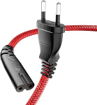 Kaabel 2-poolne Euro-pistik (CEE 7/16 kuni C7) Nailonpunutis universaalne v&auml;ikeseadme kaabel VDE-ga TV, PS3/PS4/PS5, One S/X, s&uuml;learvuti toiteallikas, Blu-ray, raadio jne. jaoks.