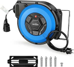 Professionaalne automaatne kaablirull koos klambriga 15 m + 2 m seinale ja lakke paigaldatav sisset&otilde;mmatav energiatrummel 1500 W ~ 3000 W automaatne kaablirull 180&deg; p&ouml;&ouml;ratav kaablirull kaitseaste IP44