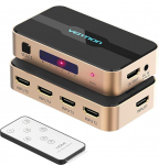 HDMI Switch 4K 5 in 1 Out HDMI Splitter Switcher Selector koos IR puldiga Support 4K @ 30Hz 3D UHD &Uuml;hildub PS5, PS4, PS3, Xbox, DVD, TV, Blu-ray, projektoriga