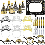 Neujahrsdekorationen, Partyzubeh&ouml;r 2025 - Happy New Year Partyh&uuml;te, Frohes neues Jahr, Stirnband, Fotokabinen-Requisiten, Papier-Neujahrsbrillen, Party-Ausblasen, f&uuml;r Happy New Year Dekorationen 2025