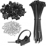 hankekaart 60 St&uuml;ck 3 cm Kabelbinder-Sattel-Typ-Halterungen mit 15,2 cm Kabelbindern und M5-Blechschrauben, Draht-Organizer-Halterklemmen-Set, Schwarz