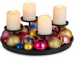 Sziqiqi advendikiriku metallist must k&uuml;&uuml;nla hoidja: Advendik&uuml;&uuml;nla hoidja: Modern Candle Tray Advent Arrangement Frame for 4 Pillar Candles - Advent Candle Holder Decorative Tray Round Table Wreath for Advent Christmas Decoration