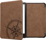 Amazon Kindle Paperwhite (12th Gen 2024) / Kindle Colorsoftiga &uuml;hilduv kwmobile &uuml;mbris - Kunstnahast eReader kaitse&uuml;mbris - kompass Vintage Brown