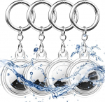 R-fun Airtag hoidja, 4 Pack Apple Airtag Case koos v&otilde;tmehoidjaga, AirTag hoidja koerakaelale, rahakotile, lastele, v&otilde;tmetele, kriimustuskindel ja IP7 veekindel (4 v&auml;rvi) Selge