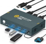 4K60Hz USB 3.0 HDMI KVM Switch 2 PC 1 monitor, KVM l&uuml;litid 2 arvutile, mis jagavad 1 komplekti printeri hiirega klaviatuuri, 3 USB 3.0 pordiga, sisaldab 2 USB 3.0 kaablit