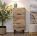 DRW Symphonier with 5 Drawers Natural Wood 48 x 40 x 110 cm