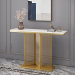 Console Table, Entrance Table, Narrow Sofa Table for Living Room, Console Coffee Bar Cabinet with Metal Frame, Entrance Table for Sofa, Foyer, Hallway, Living Room (Gold, 100cm)