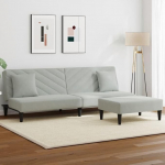 Willood 2-TLG. Sofagarnitur mit Kissen Hellgrau Samt Loungesofa Lounge Sitzm&ouml;bel Wohnzimmer Sofas3216262
