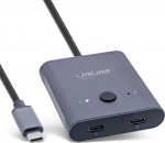 InLine USB-C l&uuml;liti, kahesuunaline (andmed ja video), 2 in 1 v&auml;ljund v&otilde;i 1 in 2 v&auml;ljundit, jaotur/katkesti arvutitele, 8K@60Hz 4K@60Hz video, 10Gb/s andmeedastus, 100W laadimine, 60603T