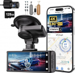 REDTIGER 4K STARVIS 2 Dash Cam auto eesmine tagumine ja k&otilde;vajuhe komplekt, puuteekraan 3.18 tolli, h&auml;&auml;ljuhtimine, Dash Cam auto, 5.8GHz WiFi 6, GPS, tasuta 128GB kaart, 2160P UHD &ouml;&ouml;n&auml;gemine