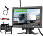 1080P HD traadita tagumise vaatekaamera komplekt, 7-tolline LCD monitor koos 2 tagumise vaatekaameraga haagisele, RV, veoautole, autole, bussile, DIY juhiliinidele, IP68 veekindel, &ouml;ine n&auml;gemine, BSD, 12V-36V