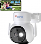Ctronics 4K 8MP Outdoor Surveillance Camera WiFi with Headlight, 2.4/5GHz Dual Band WiFi PTZ IP Camera Outdoor with People/Pet/Vehicle Detection Automatic Tracking 30 m Colour Night Vision White
