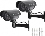 Dummy kaamerad, 2 Pack v&otilde;ltsitud turvakaamera simulatsiooni monitor koos vilkuvate LED Dummy CCTV kaamerad sise- ja v&auml;litingimustes kasutamiseks Palli kuju veekindel 2 CCTV m&auml;rgid +