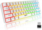Traadita m&auml;nguklaviatuur 61 klahvi Bluetooth 5.0 + 2.4G Dual Mode Ergonoomiline Ultra Compact Quiet 60% klaviatuur Rainbow taustavalgusega aku Windows Mac PC PS4 Gamer, valge