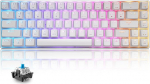 60% mehaaniline mini klaviatuur, kompaktne 68 klahvi, USB C juhtmega RGB klaviatuur, 18 Chroma Rainbow taustavalgustusega, kaasaskantav &uuml;hilduv PS4, Xbox, PC, s&uuml;learvutiga - valge/sinine l&uuml;liti