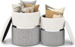 COSTWAY komplekt 2 sametist Ottomani 32 L + 21 L hoiuruumiga, Pouf Tool, &uuml;mmargune diivanipoolne tool, jalatugi elutuppa ja magamistuppa, riietuslaud (Hall)
