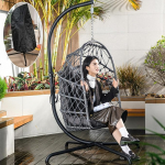 LKINBO Polyrattan rippuv tool koos raamiga Outdoor Indoor Basket rippuv tool Rattan rippuv tool Ilmastikukindel rippuv kiik aia kiikumine kuni 195 kg tumehall