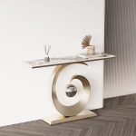 Moderner Konsolentisch im Industriestil, Eingangs- und Flurtisch mit stilvollem Metallrahmen, vielseitig einsetzbar f&uuml;r Wohnzimmer, Schlafzimmer, Home Office - einfache Montage (Gold, 31,5 x