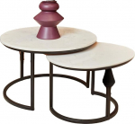 Astra kohvilaudade komplekt Marmorist Metall Valge Must &Uuml;mmargune 70 x 70 x 40 cm 50 x 50 x 35 cm M&otilde;&otilde;tmed: 70 cm x 70 cm