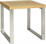 HAKU Furniture End Table, Metal, Oak/Stainless Steel Look, 50 x 45 x 45 cm