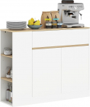 HOMCOM Sideboard k&ouml;&ouml;gikapp sahtlitega, 2 ust, reguleeritavad riiulid, scandi stiilis buffetkapp, mitmeotstarbeline kapp, sahtlikapp k&ouml;&ouml;ki, elutuppa, s&ouml;&ouml;gituppa, 106 x 30 x 81,2 cm, valge