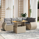 Homgoday Garten-Sofagarnitur Beige PE-Rattan Ecksofa & Mittelsofa, 62x62x69 cm, f&uuml;r Terrasse und Innenhof Model3272186