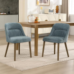 chairus Retro s&ouml;&ouml;gitoa toolid, 2 k&ouml;&ouml;gitooli komplekt &scaron;enillkattega, puidust jalgadega s&ouml;&ouml;gitoolid, k&ouml;&ouml;gitoolid s&ouml;&ouml;gituppa, elutuppa (sinine)