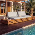 Mendler aiam&ouml;&ouml;blikomplekt HWC-L28 Lounge Set Lounge Tool Diivan Spun Poly Acacia Wood MVG polsterdus Helehall
