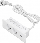 S&uuml;vistatav vooluv&otilde;rk 2 USB 2 10A pordiga, laua sisseehitatud pistikupesa, lame&uuml;hendus - 1,5 m kaabel, pinnapealne pistikupesa, peidetud pistikupesa, ruumi s&auml;&auml;stev (valge)