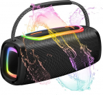 Kaasaskantav Bluetooth-k&otilde;lar k&auml;epidemega, 66 mm k&otilde;larite l&auml;bim&otilde;&otilde;t, BT5.3/24W/IP-X6 veekindel traadita stereopaaride k&otilde;lar RGB mitmev&auml;rviliste r&uuml;tmivalgustitega koju/v&auml;ljakule/peole