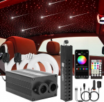 CHINLY Bluetooth Meteor 12 W RGBW Twinkle LED Fibre Optic Star Ceiling Lights Kit App / Remote Control 450 Pieces x 0.75 mm x 3 m for Home/Car
