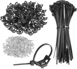 hankimise kaart 240tk 1.1" kaabli sidemete sadula t&uuml;&uuml;pi kinnitused koos 6" kaabli sidemete ja M5 keermestuskruvidega, juhtmete korraldaja hoidja klambrite komplekt, must