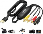 HOSPAOP VHS to Digital Converter USB 2.0 - Video Capture Card 1080P VHS digitaliseerimiseks, AV & RCA adapter, VCR DVD arvutisse, &uuml;hildub Windows Mac OS-ga