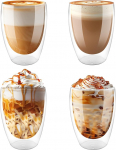 Kahekordsed kohviklaasid, latte macchiato klaasid, 4 klaasi, 350 ml, cappuccino klaasist kohvi, j&auml;&auml;tise, piima, mahla, tee jaoks.