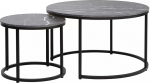 Dion kohvilaudade komplekt, 2-osaline, &uuml;mmargune, must marmor, must metallist raam, 80 cm ja 48 cm