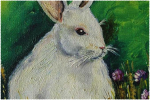 Stoff-Tischsets, waschbare Tischsets f&uuml;r Esstisch, 6er-Set,&Ouml;lgem&auml;lde Osterhase im Gras