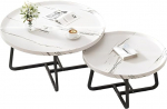 Couchtisch-Set aus Holz, rund, modernes Design f&uuml;r Wohnzimmer, ideal f&uuml;r kleine R&auml;ume