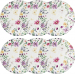 DOITOOL 6 St&uuml;ck Teiliges Rundes Tischset mit Blumenmuster aus Leinen Hitzebest&auml;ndig und Waschbar rutschfeste Platzsets f&uuml;r Esstisch K&uuml;che und Fr&uuml;hlingsdeko im Landhausstil
