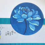 Kohamattide komplekt 6 &uuml;mmargune, &uuml;mmargused ringid lillemustriga kohamattide komplekt k&ouml;&ouml;gi s&ouml;&ouml;gilauale hotelli kohamattide 38 x 38 cm (tumesinine, stiil 2)